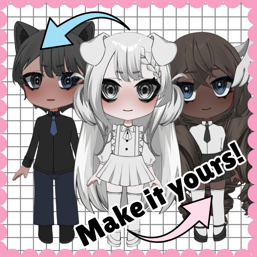 【Live 2D】Chibi Customizable Vtuber Model V1 by INKSUZU