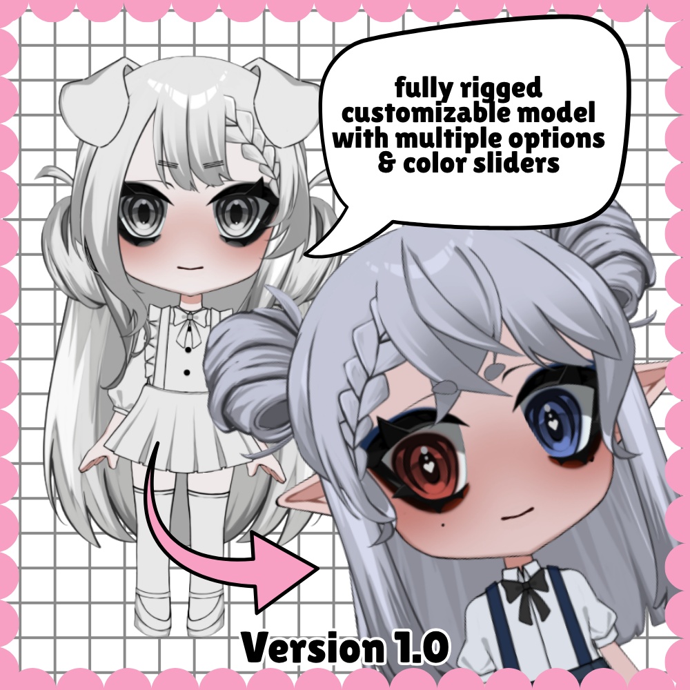 【Live 2D】Chibi Customizable Vtuber Model V1 by INKSUZU