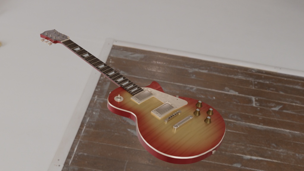 【VRC想定】LesPaul type guitar レスポール風ギター【3Dモデル】
