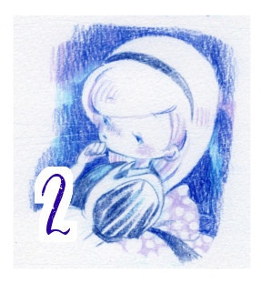 あをいろアリス瓶詰め仕立ての色鉛筆画