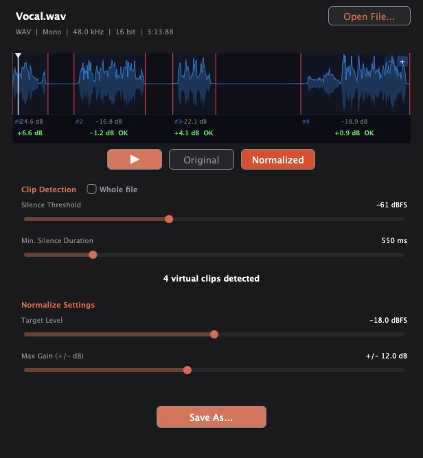 【無料】VOX Normalizer|ボーカルの音量を自動でそろえる macOSアプリ