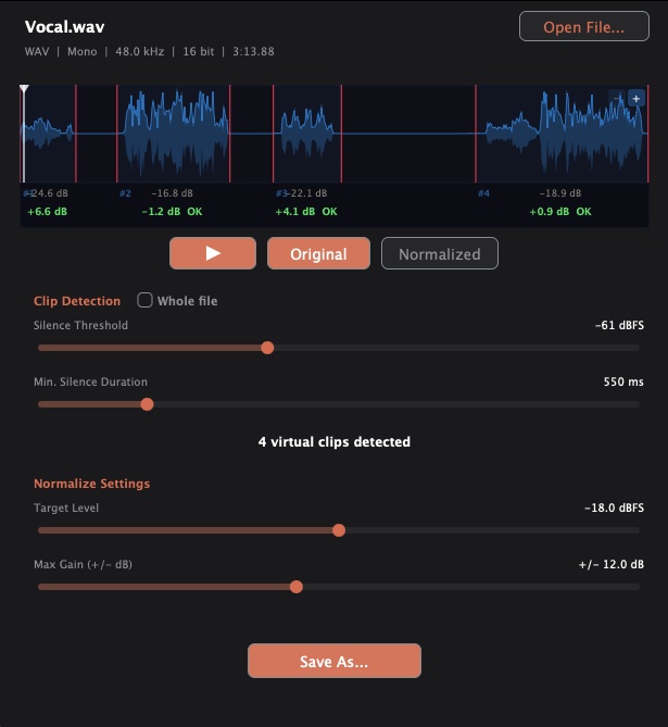 【無料】VOX Normalizer|ボーカルの音量を自動でそろえる macOSアプリ