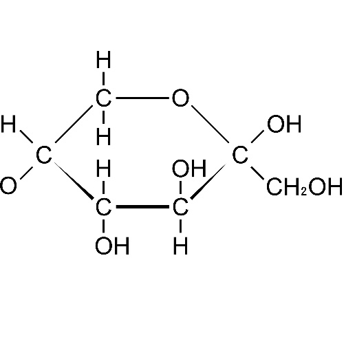 フルクトース(環状構造、六員環)　構造式