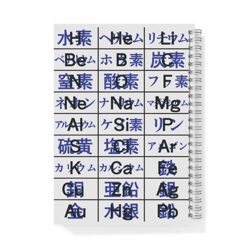 中学理科 元素記号 リングノート A5