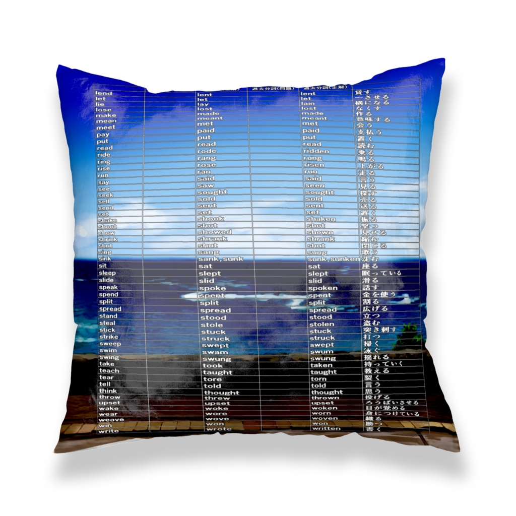 不規則動詞活用表 問題付クッションカバー