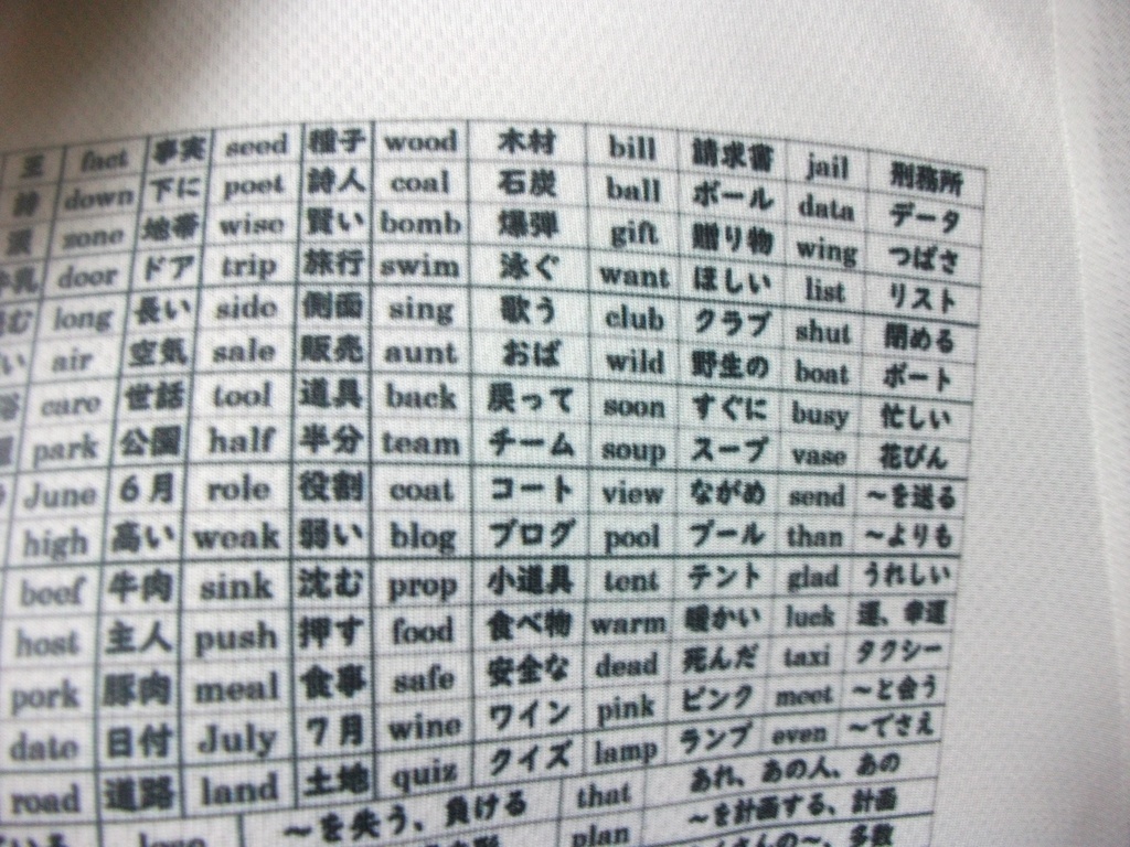 着る単語帳Tシャツ 高校入試用