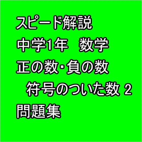 スピード解説　中学1年数学　正の数・負の数　符号のついた数 2　問題集