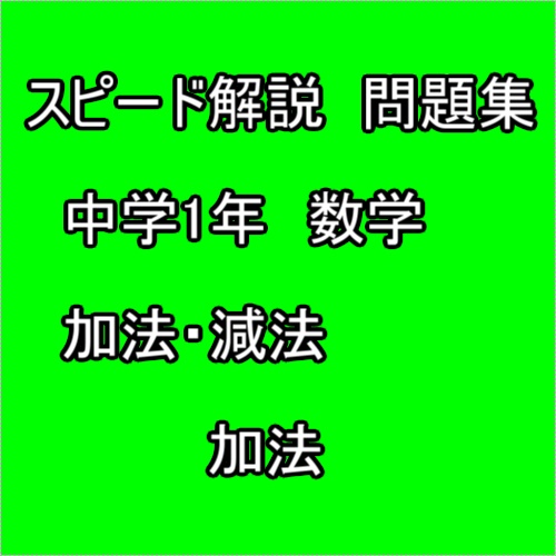 スピード解説　中学1年数学　加法・減法　加法　問題集