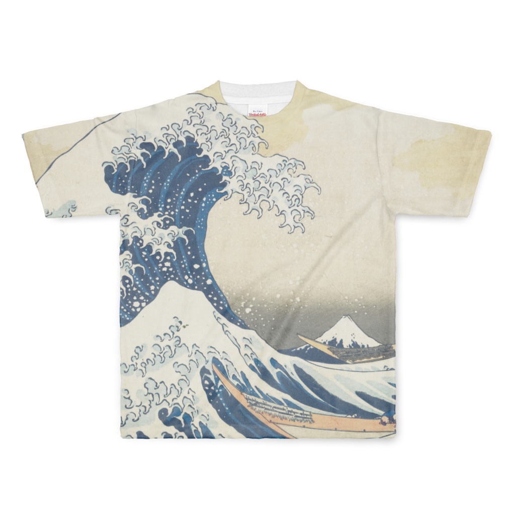 葛飾北斎 冨嶽三十六景 神奈川沖浪裏 フルグラフィックTシャツ 両面印刷