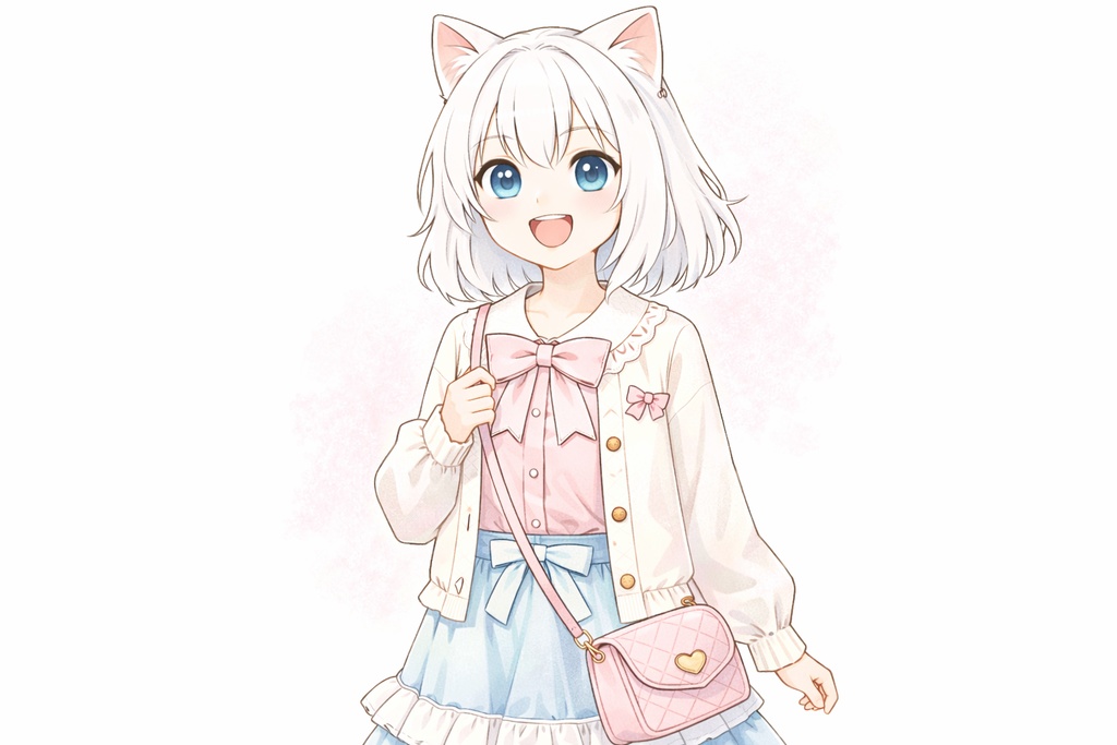 色鉛筆塗り絵用線画　みあ(キャラ名)　お出かけ