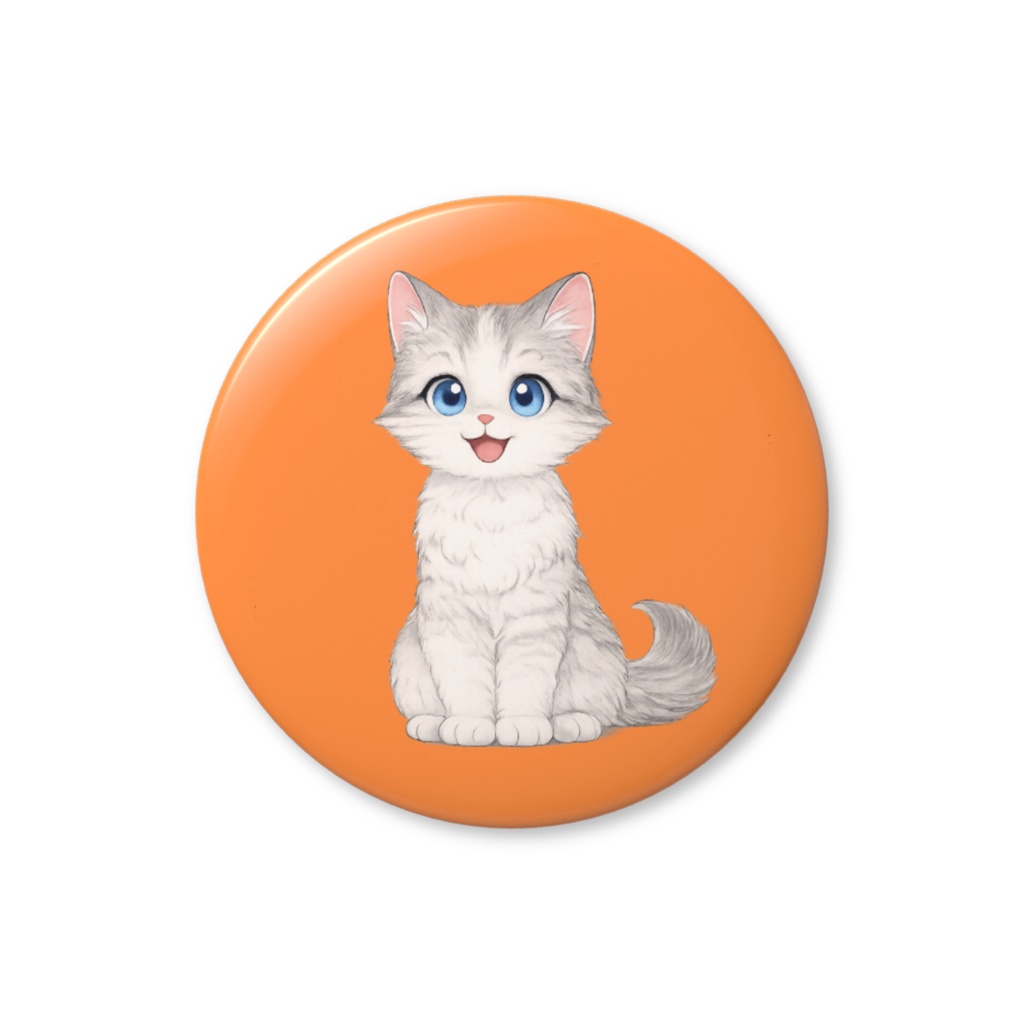 シロ　缶バッジ　直径44mm