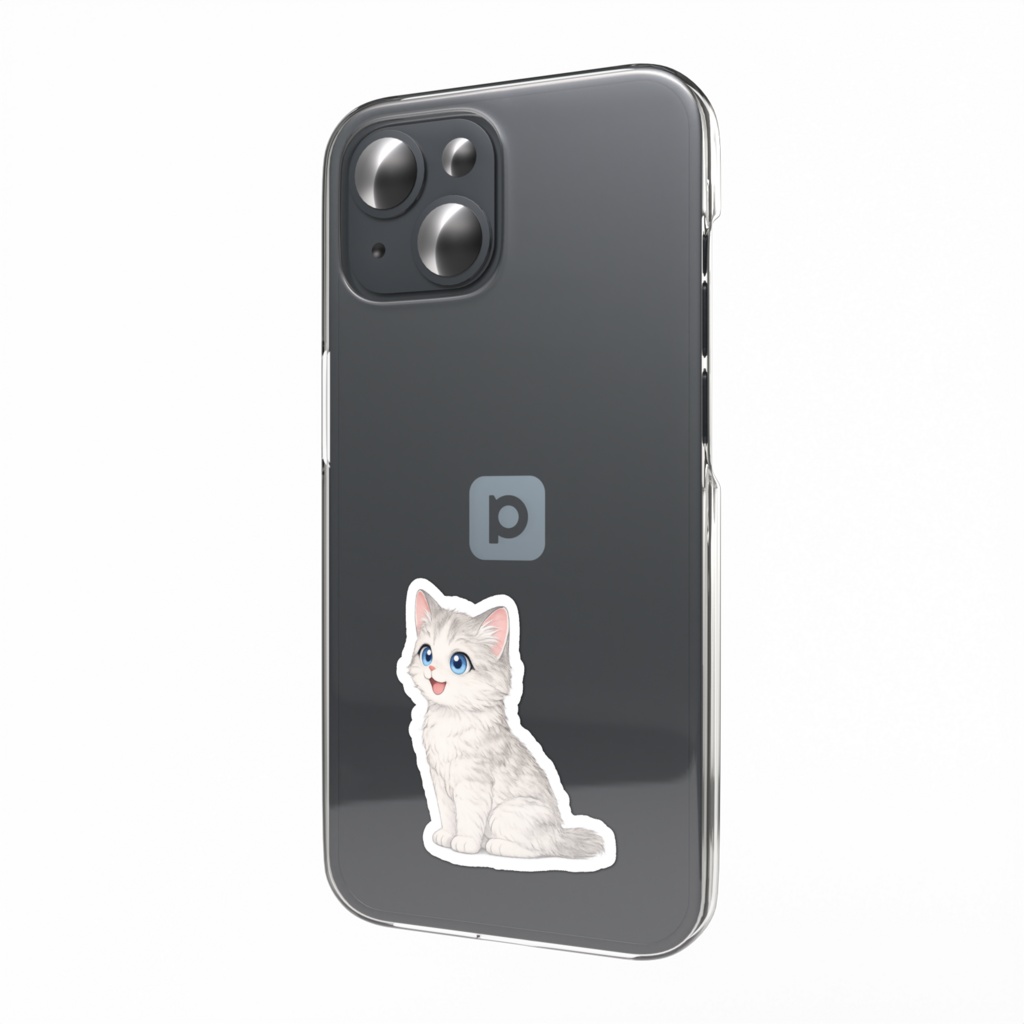 動物の街 スマホステッカー シロ 1