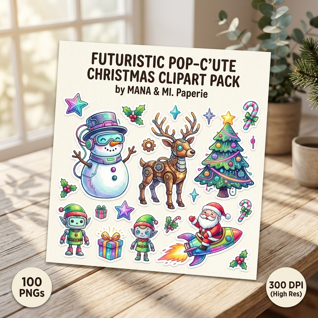 【透過PNG素材】未来的POPクリスマスデコレーション100個セット