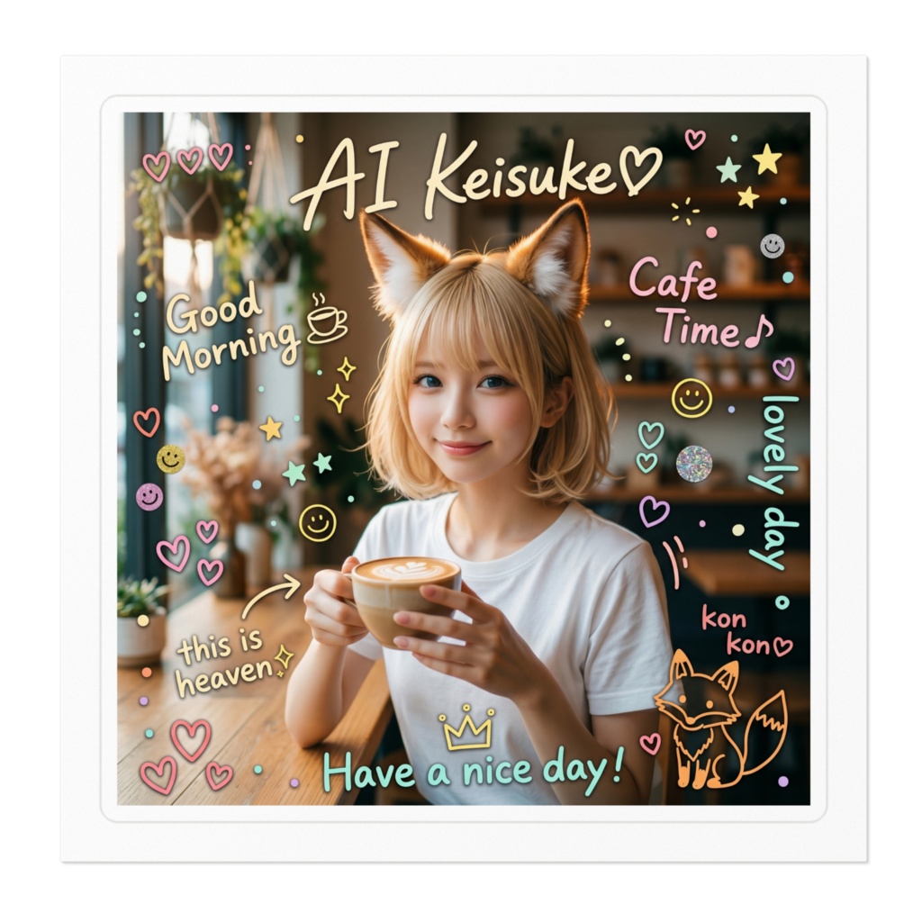 AIけいすけ ステッカー vol.1 朝のカフェ