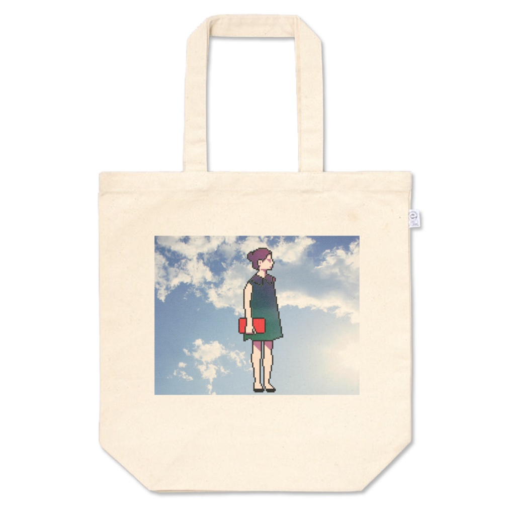 本持つ虹色ワンピースの女の子 トートバッグ
