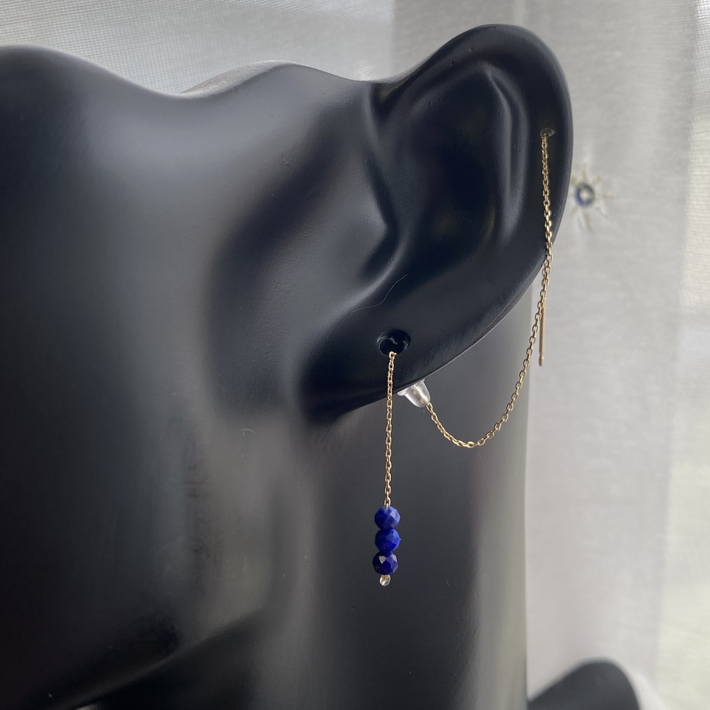 ラピスラズリを使った10kアメリカンピアス