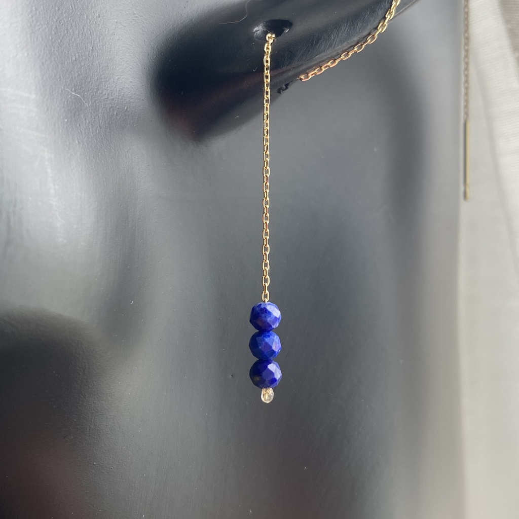 ラピスラズリを使った10kアメリカンピアス