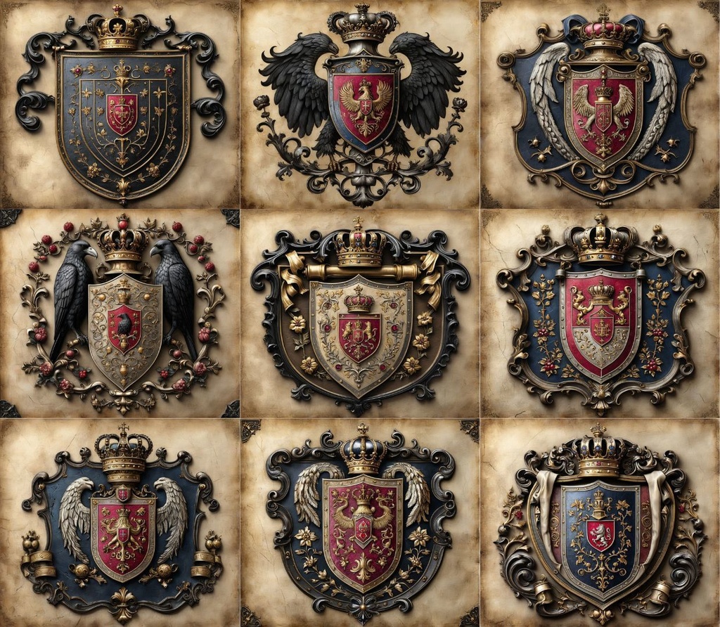 【王宮大図書館蔵書】廃絶王家& 貴族紋章集(1) 全130種