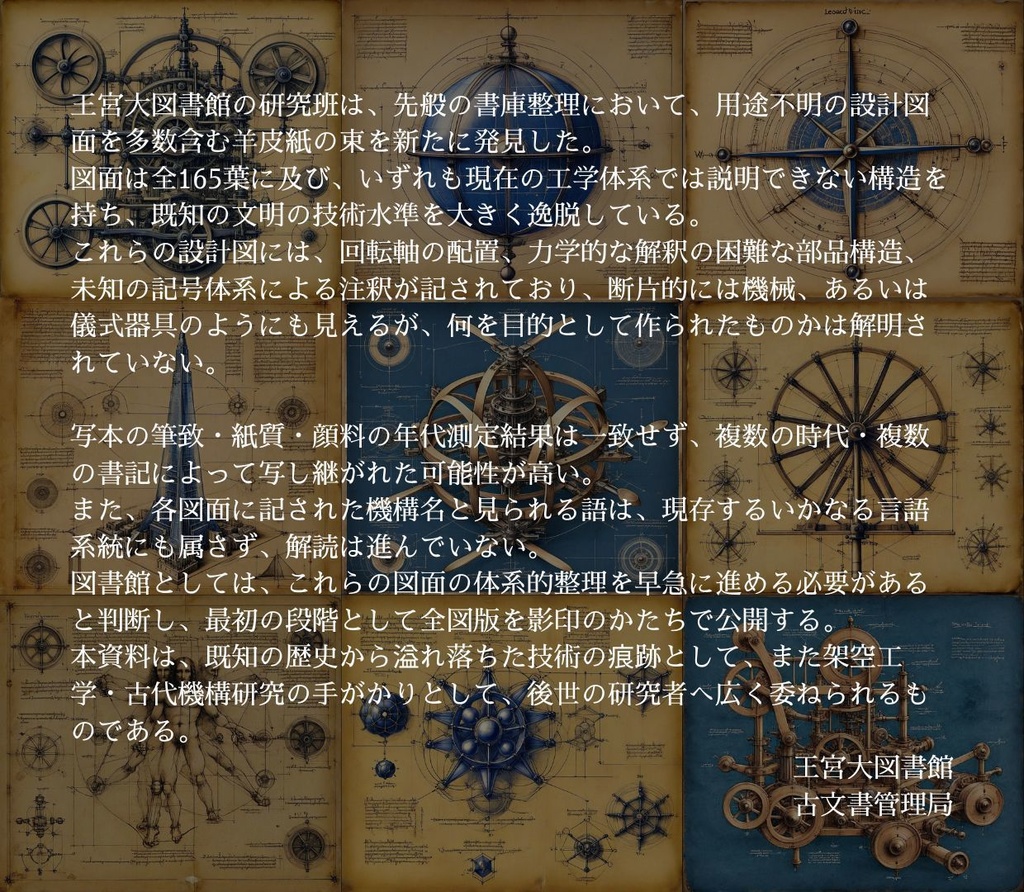 【王宮大図書館蔵書】未解明技術 設計概要図集 165種