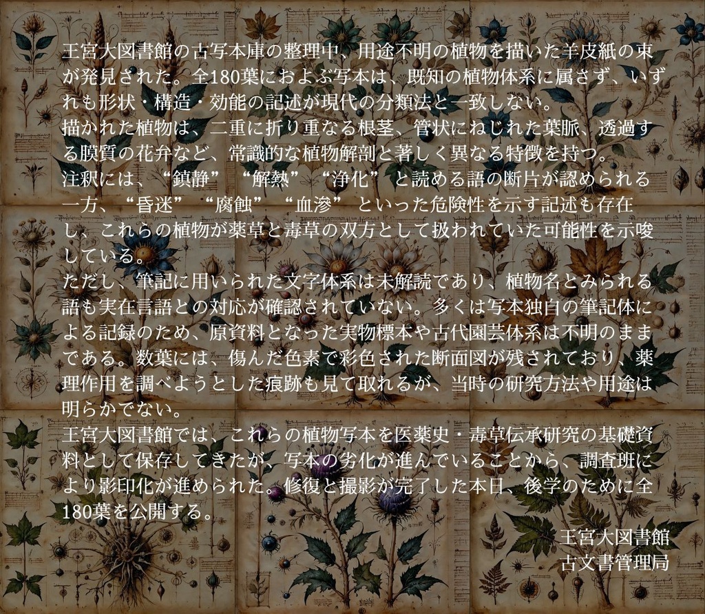 古代薬草・毒草 記録写本(1) 180枚