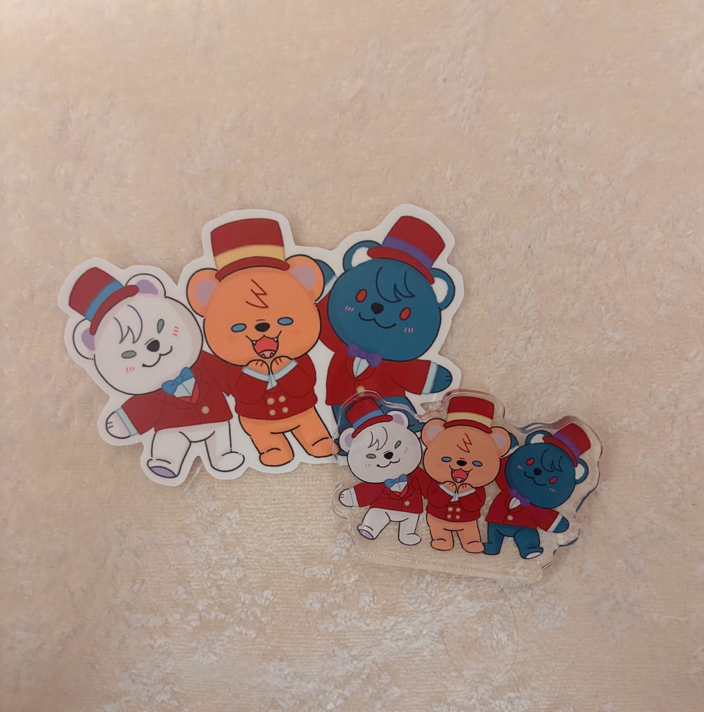 【非公式】にじそうさく11 　3KUMA　アクリルブロック＆ビックステッカー