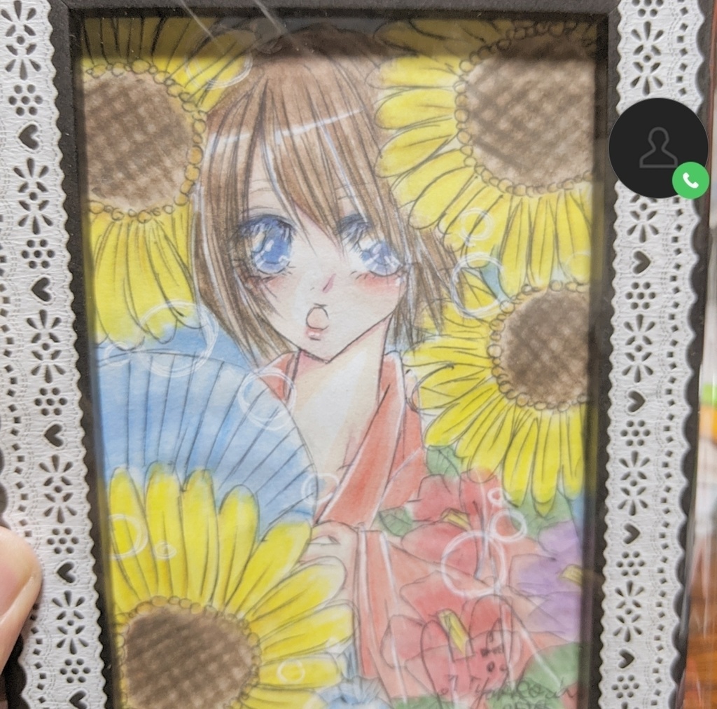 手描きイラスト ハンドメイド オリジナル ひまわり①