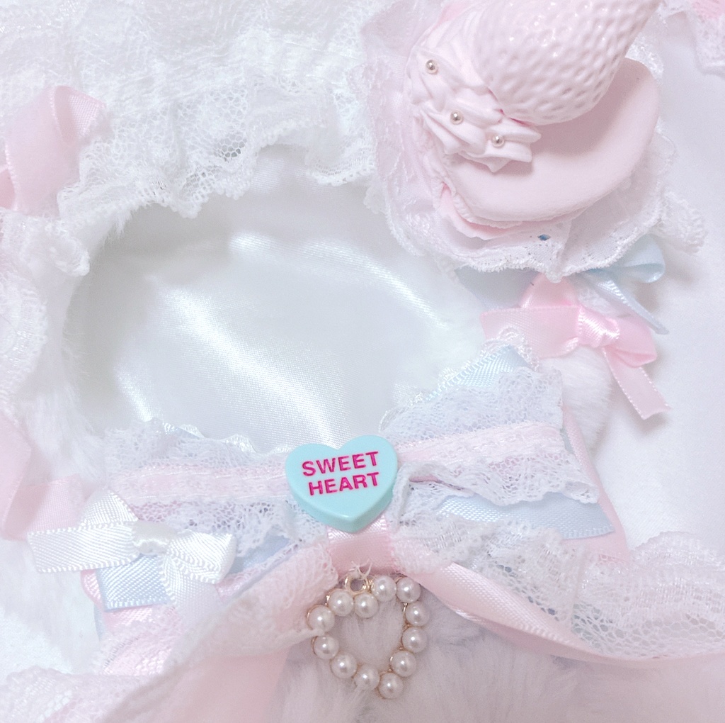 【みずいろマカロン♡ねこちゃん】おすわりぬい服 15cm 【バッグチャーム付き】