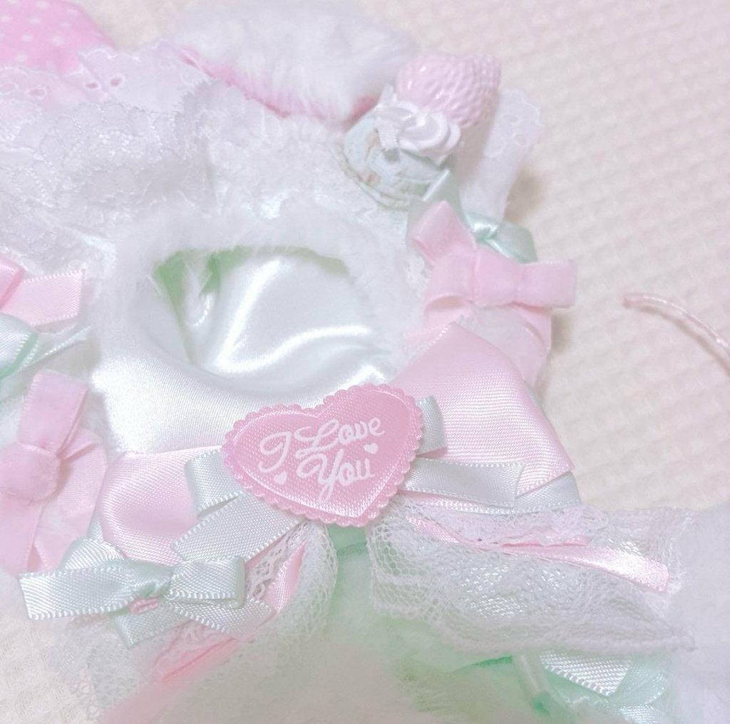 【アイスアラモードちゃん🍨🎀】おすわりぬい服 15cm ちびぐるみサイズ 【バッグチャーム付き】