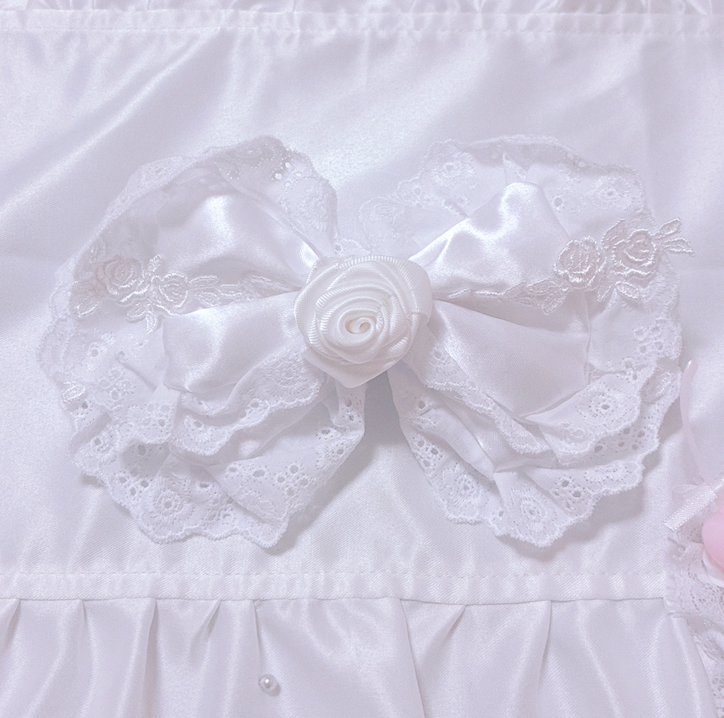 【ロリータローズ♡しろねこちゃん】おすわりぬい服 16cm 【バッグチャーム付き】