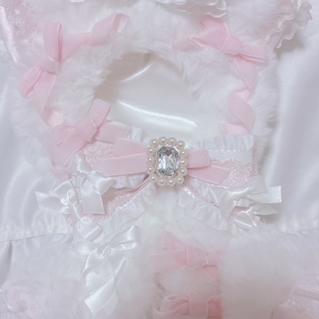 【Lolita white cat】おすわりぬい服 16cm 【バッグチャーム付き】