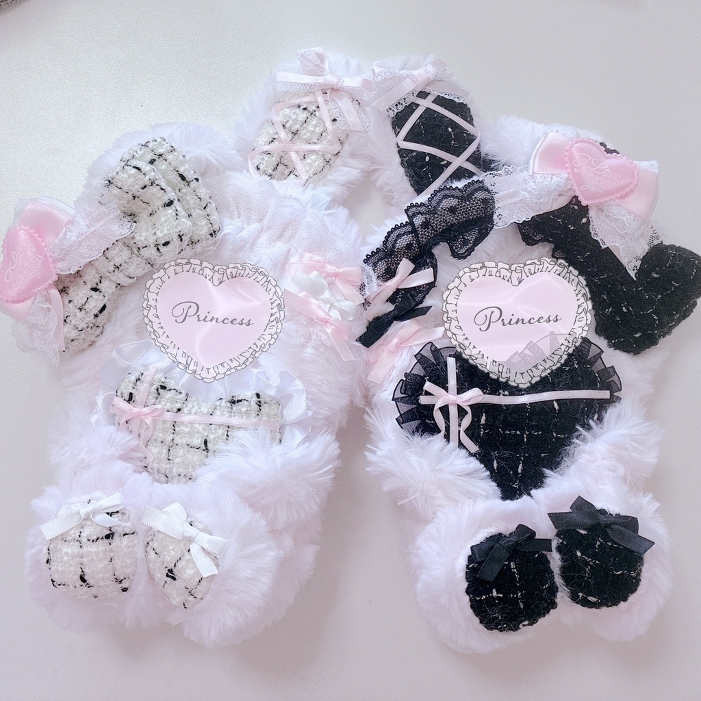 【Sweet tweed rabbit】おすわりぬい服 16cm 【バッグチャーム付き】