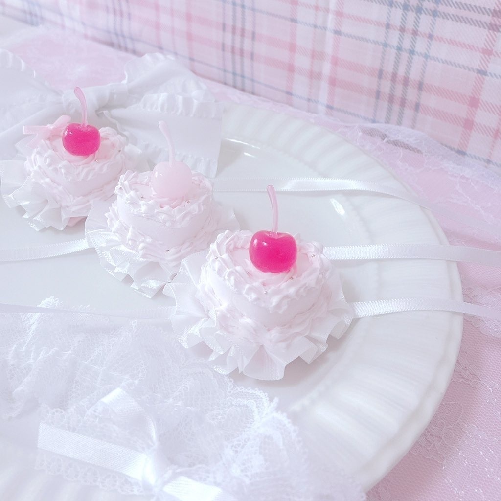 【ハートケーキヘッドドレス】15～16cm ピンク チェリー ぬい服