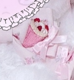 【Pink Rose×いちごクレープ♡片折れうさちゃん】 ぬい服 16cm