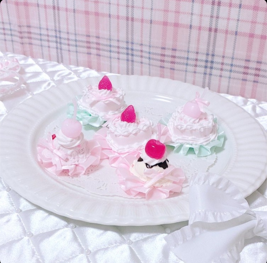🎀🍨【Petit Gateau Headdress Collection】10～12cm ヘッドドレス ぬい服 ピンク🍓🎀