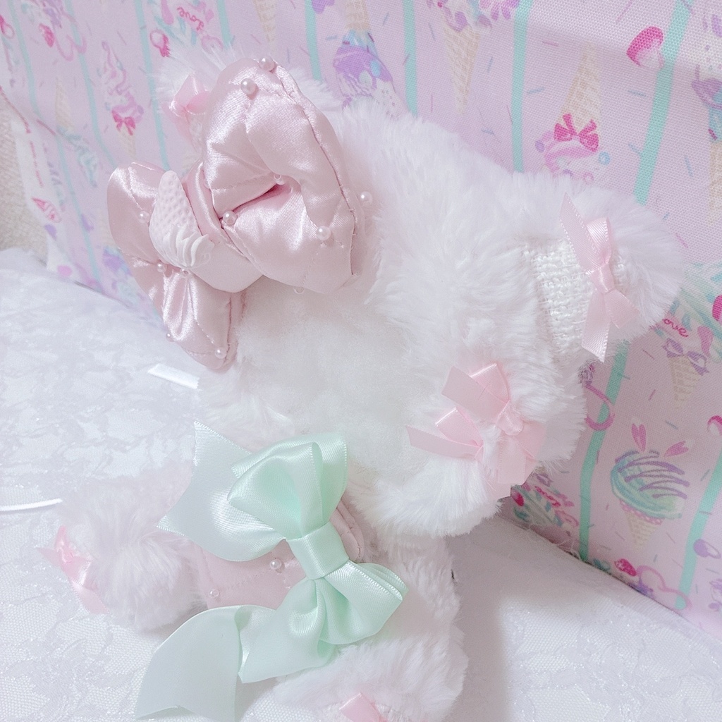 【Fraise et Crème♡ピンクねこ】おすわりぬい服 15cm 甘ロリ ハンドメイド