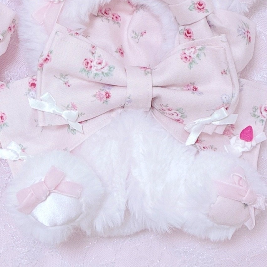 【Milky Strawberry Macaron】おすわりぬい服 16cm Pink Rose×Strawberry Cat】 おすわりぬい服 16cm - Nyan♡甘ロリぬい