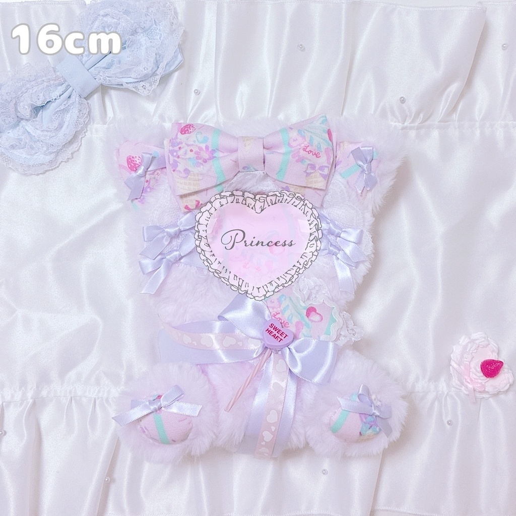 【Lollipop Candy♡Lavender Cat】おすわりぬい服 16cm ラベンダー ハンドメイド ロリータ