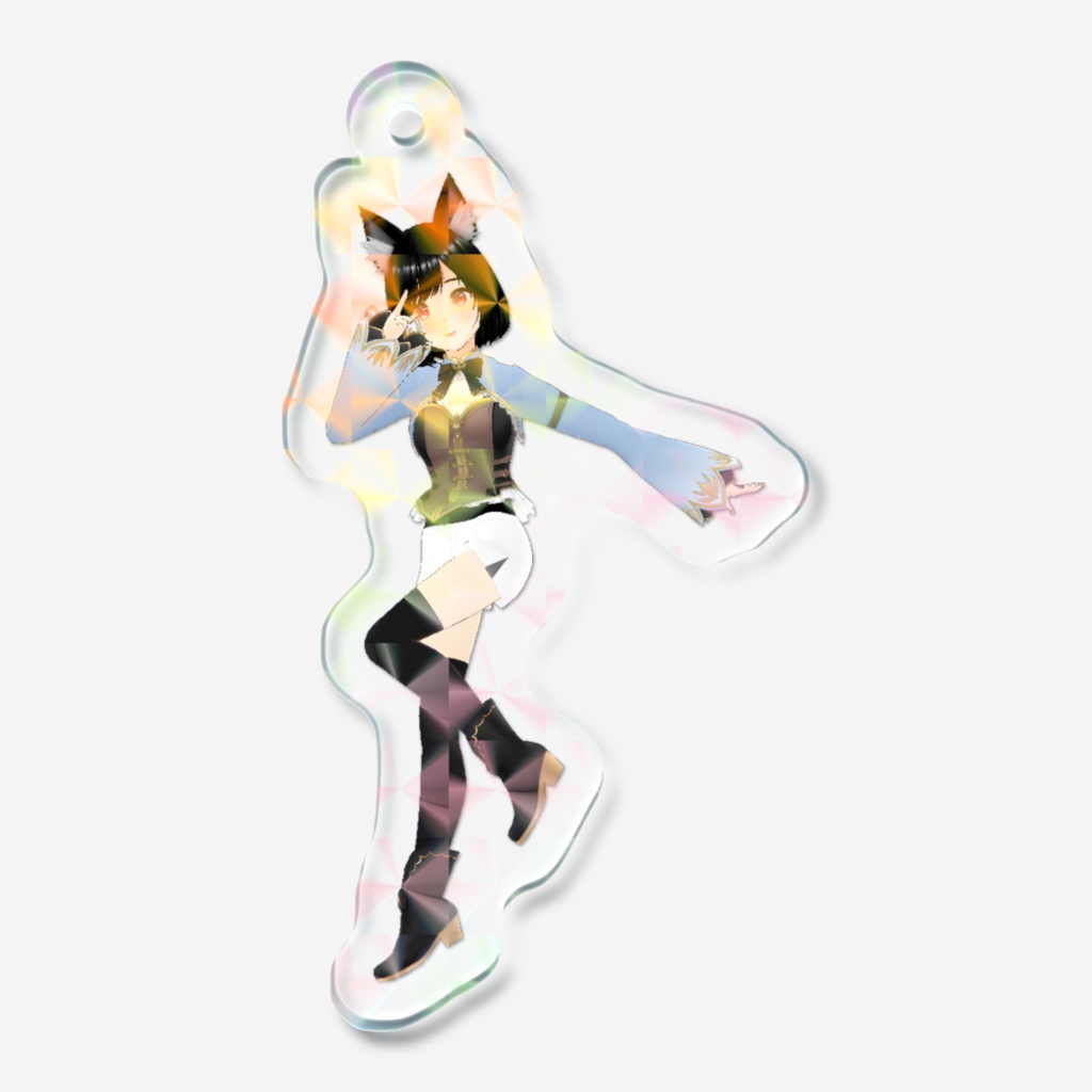 巫女カイン　50mmホログラムアクリルキーホルダー（黒ロリカイン）