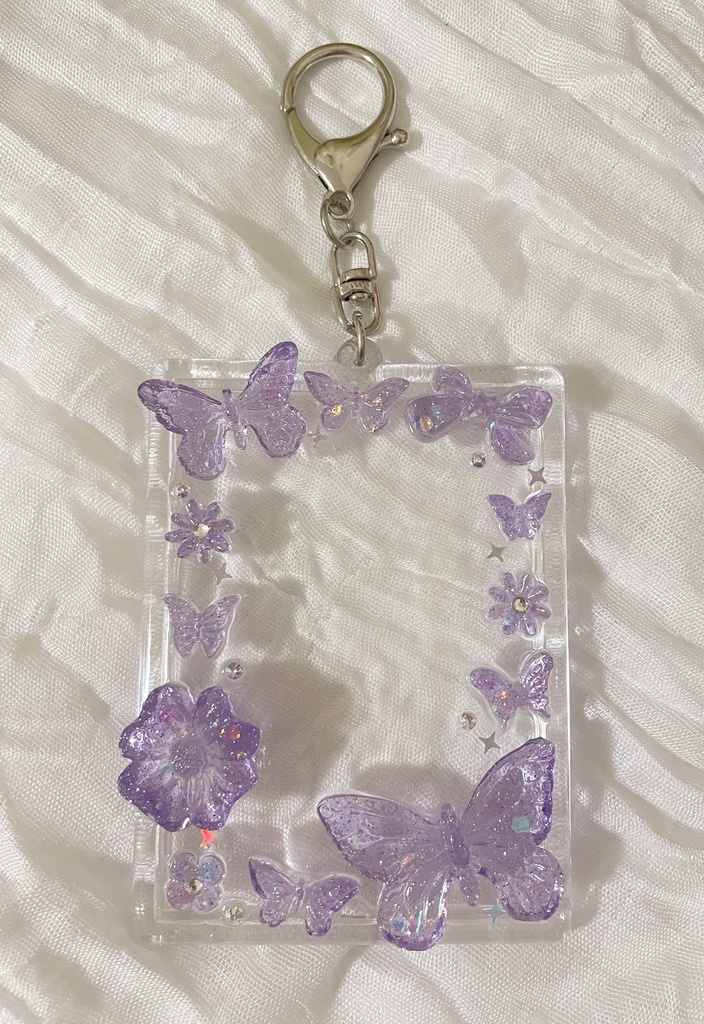 蝶とお花のトレカキーホルダー