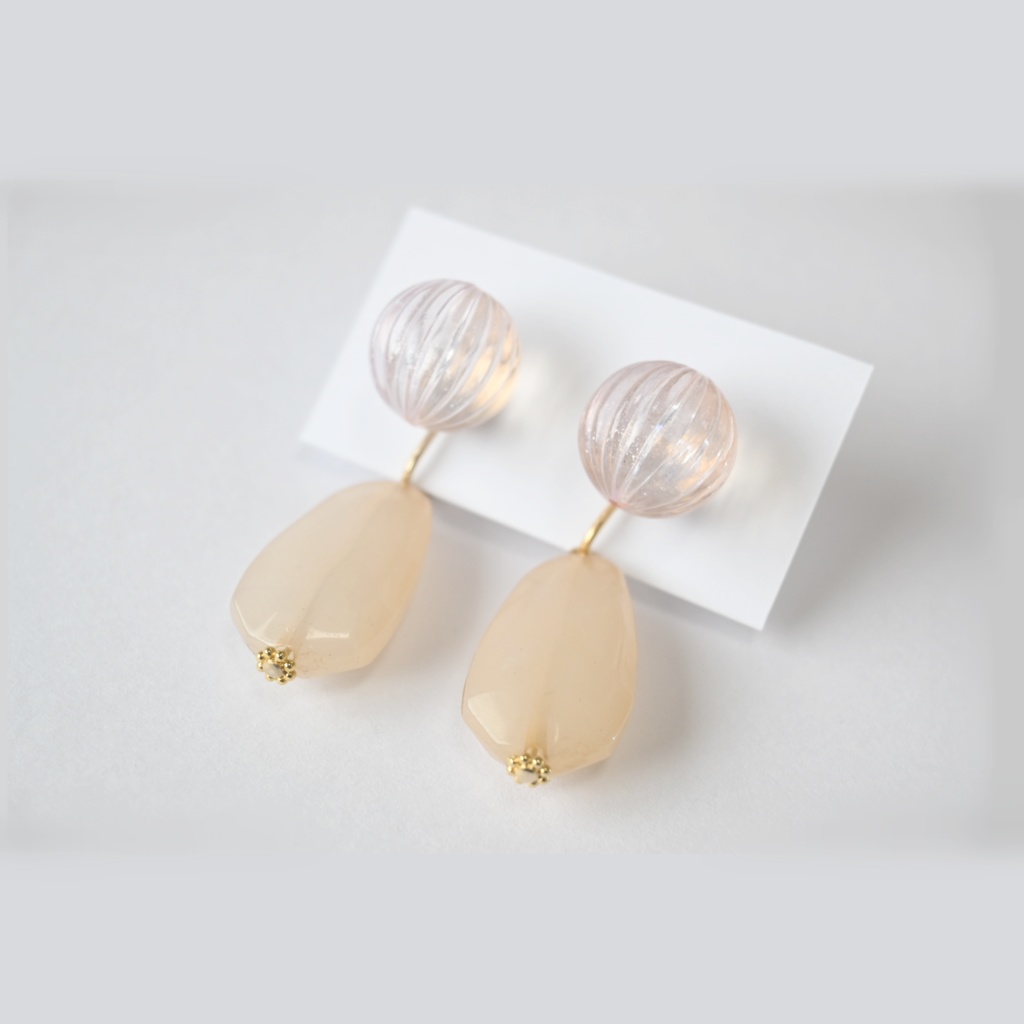 pink × cream earring