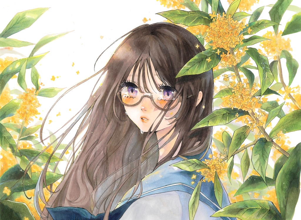 額装原画【金木犀に抱かれて】
