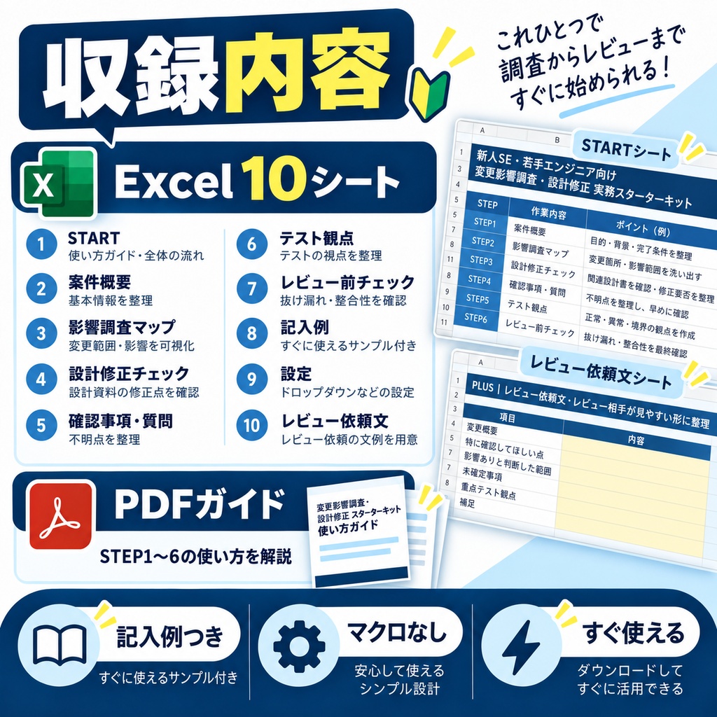 新人SE・若手エンジニア向け|変更影響調査・基本設計修正 実務スターターキット