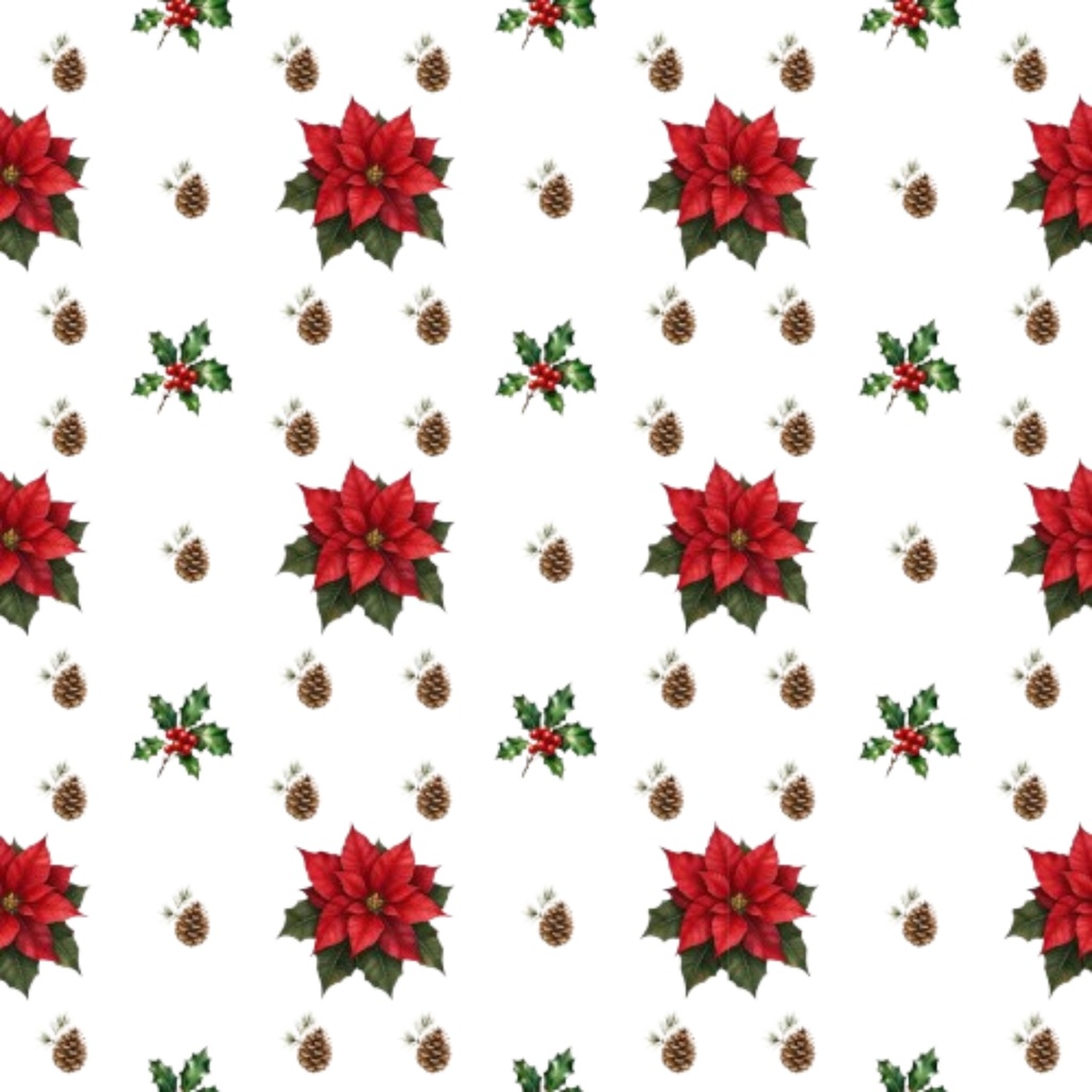 【デジタル手帳デコ・印刷用】ボタニカルクリスマス・デジタルペーパー 5色セット|ポインセチア&ヒイラギ(PNG)