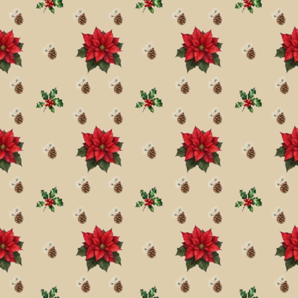 【デジタル手帳デコ・印刷用】ボタニカルクリスマス・デジタルペーパー 5色セット|ポインセチア&ヒイラギ(PNG)