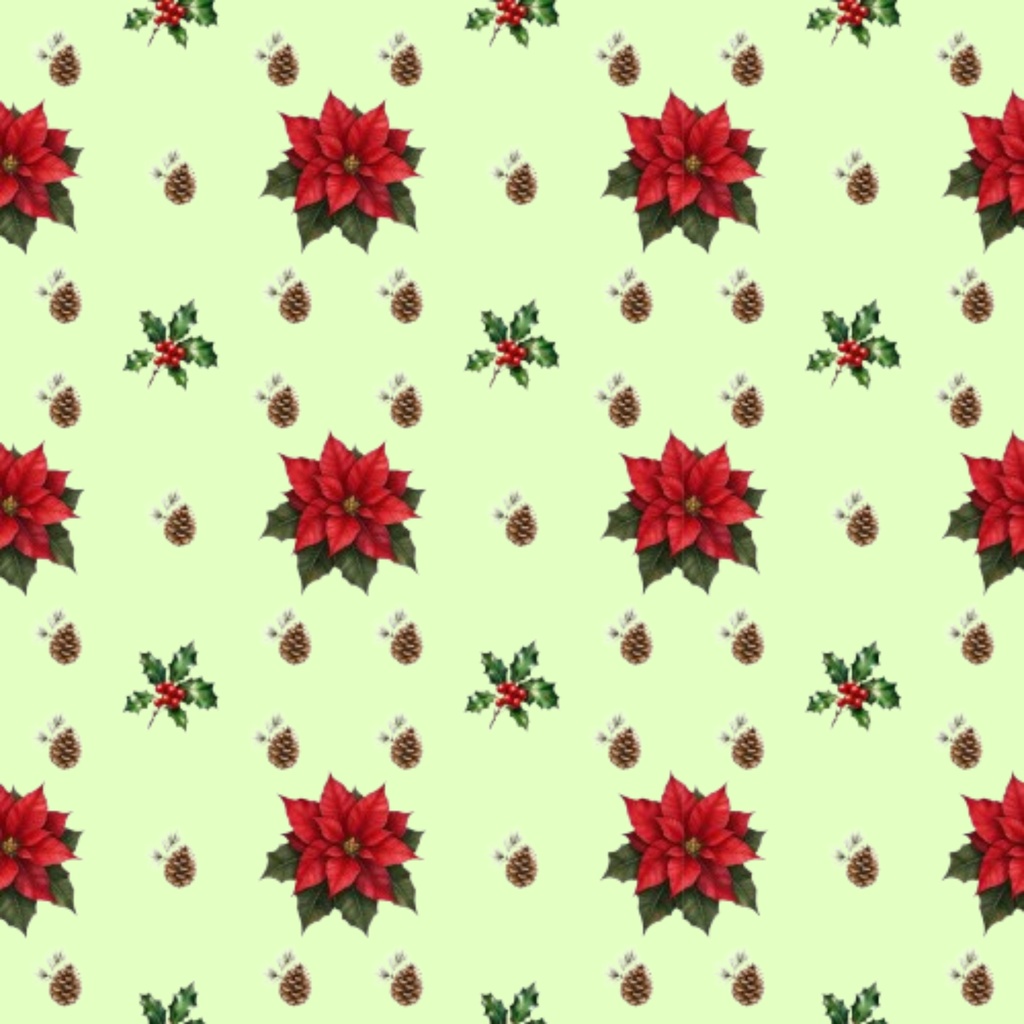 【デジタル手帳デコ・印刷用】ボタニカルクリスマス・デジタルペーパー 5色セット|ポインセチア&ヒイラギ(PNG)