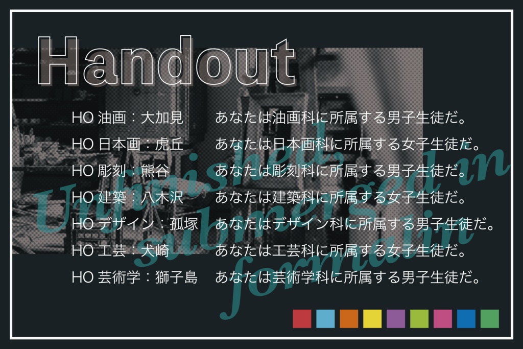 未完成、ホルマリンに沈めて【マーダーミステリー】