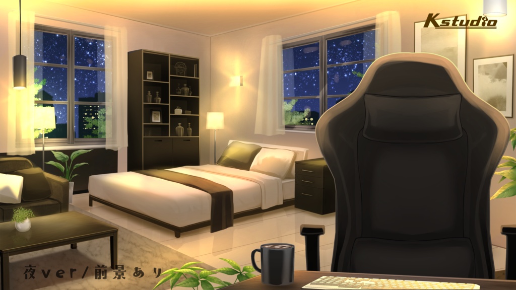 【動く背景】シックな白い部屋【配信者様/Vtuber様向け】