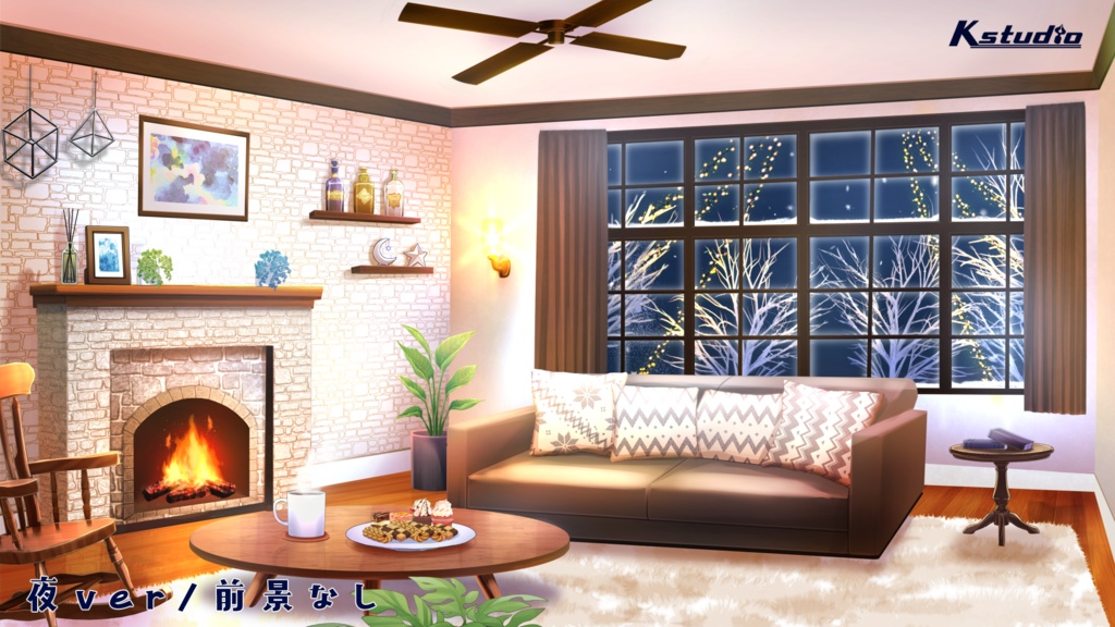 【動く背景】暖炉のある白い部屋【配信者様/Vtuber様向け】