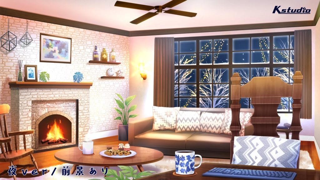 【動く背景】暖炉のある白い部屋【配信者様/Vtuber様向け】