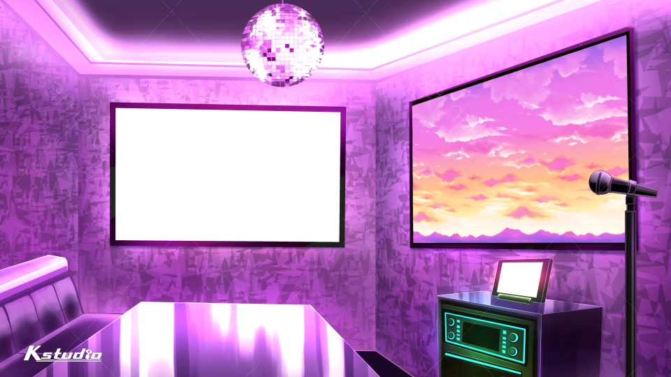 【動く背景】光って動くカラオケルーム【Vtuber向け】